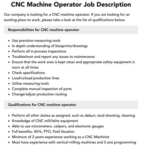 cnc machine operator jobs no experience|cnc job description and duties.